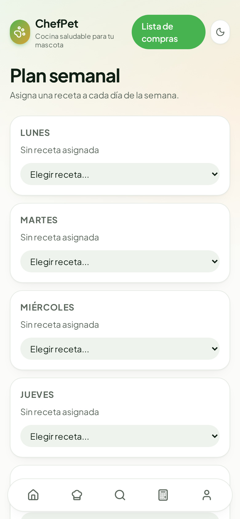 Plan semanal de ChefPet