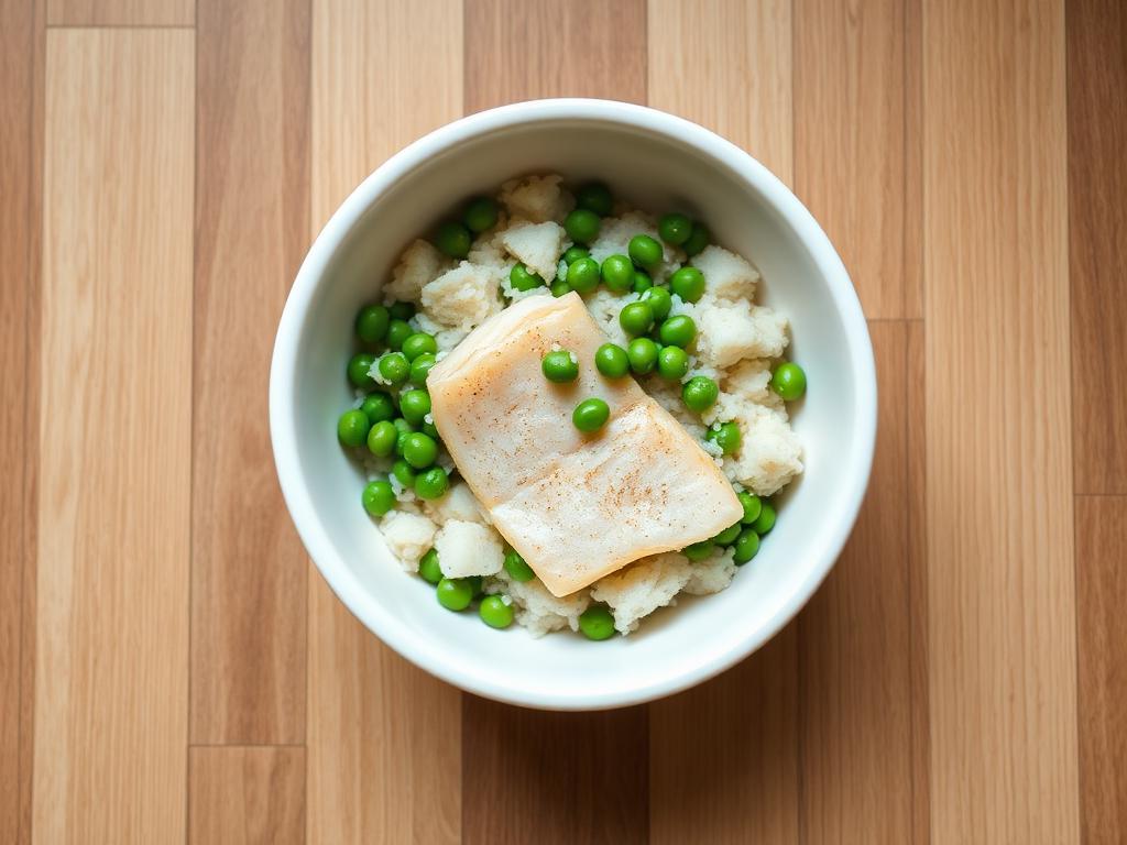 Pescado blanco con guisantes