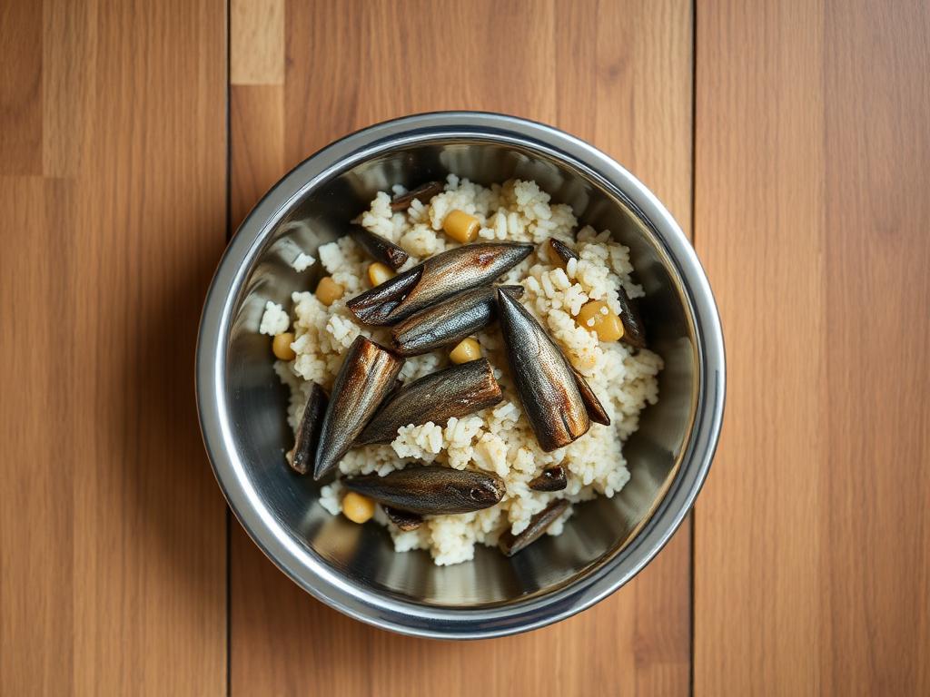 Sardinas con arroz para gato